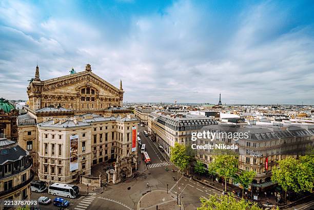 hermosa vista aérea de parís con monumentos icónicos y detalles arquitectónicos - ópera fotografías e imágenes de stock