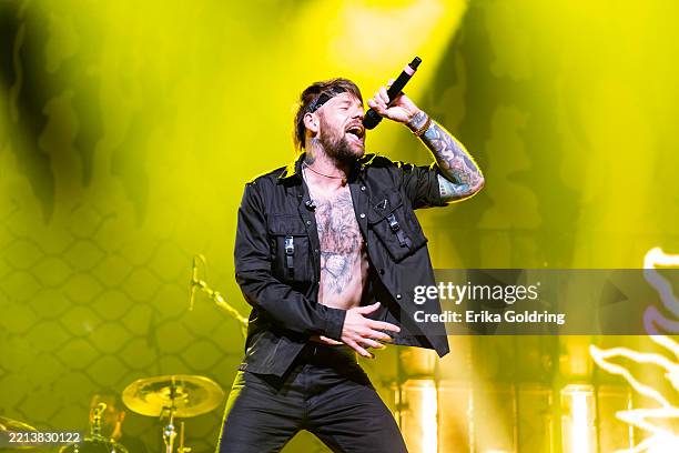 Caleb Shomo of Beartooth performs at Smoothie King Center on May 06, 2025 in New Orleans, Louisiana.