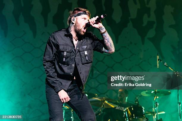 Caleb Shomo of Beartooth performs at Smoothie King Center on May 06, 2025 in New Orleans, Louisiana.