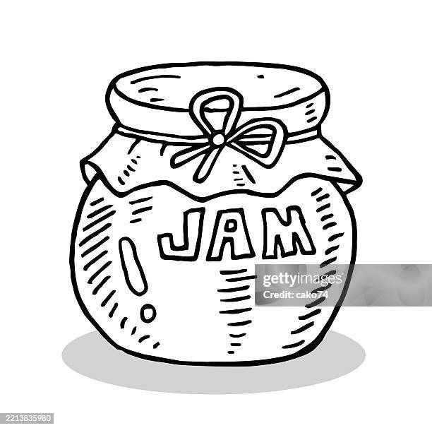 hand drawn a jar of jam - jam jar stock illustrations