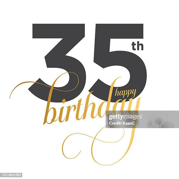 35th Lettering 35th Birthday Lettering Happy Birthday Number 35 Vector Stock ...