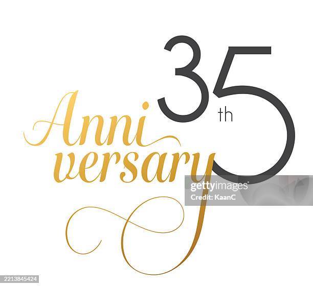 35th anniversary lettering. number 35. vector stock illustration - congrats cake stock illustrations