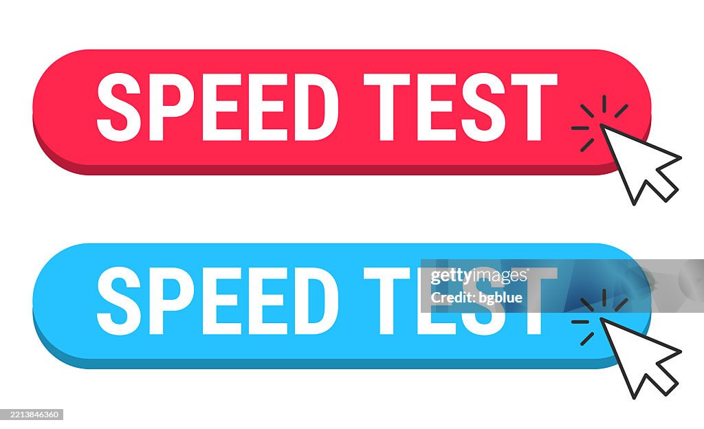 Speed Test Red And Blue Buttons With Cursor On White Background High ...