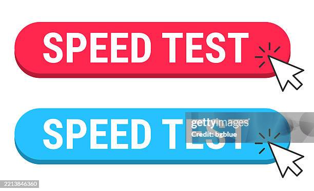 Speed Sticker Button Speed Test Red And Blue Buttons With Cursor On White Background High ...