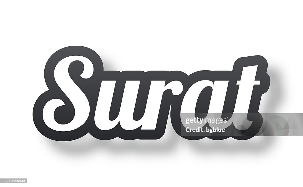 Surat - 3D Text with shadow on white background