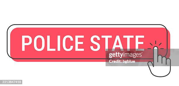 stockillustraties, clipart, cartoons en iconen met police state - click button with hand cursor on white background - politieverklaring