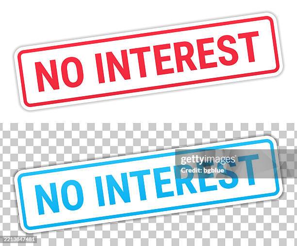 no interest - red and blue labels on blank background - boring stock illustrations