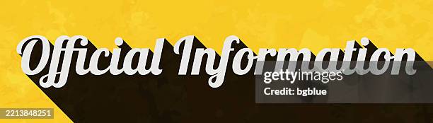 official information - text with long shadow on textured yellow background - informational poster design stock illustrations