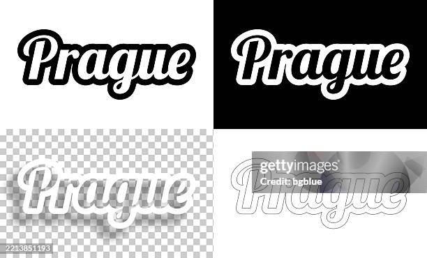 prague - text for design. blank, white and black backgrounds - line text - prague stock illustrations