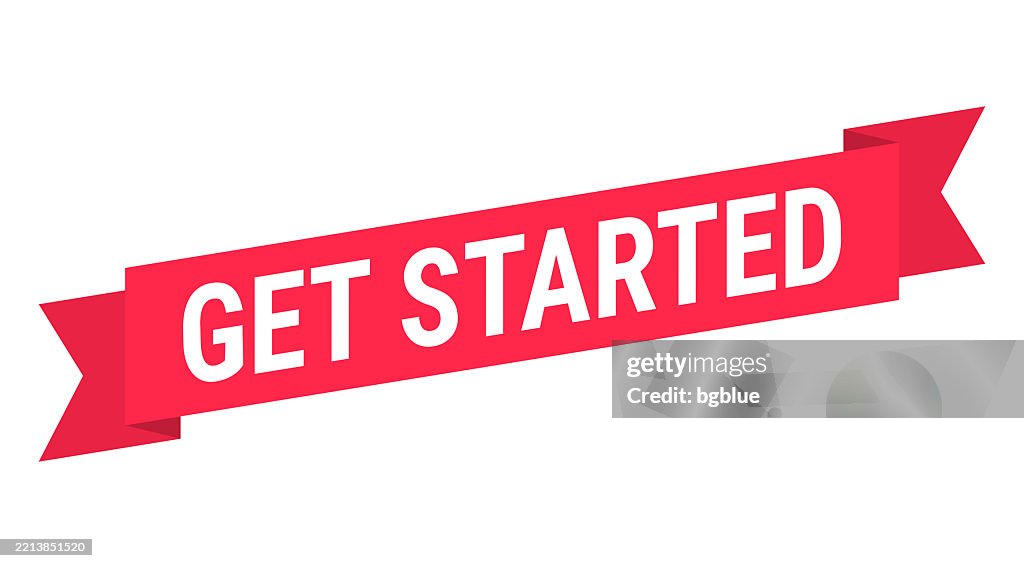Get Started Red Banner On White Background High-Res Vector Graphic ...