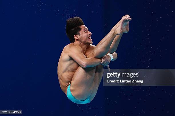 Randal Willars Valdez of Mexico competes in the Men's 10m Platform on day three of World Aquatics Diving World Cup 2025 Super Final at Water Cube on...