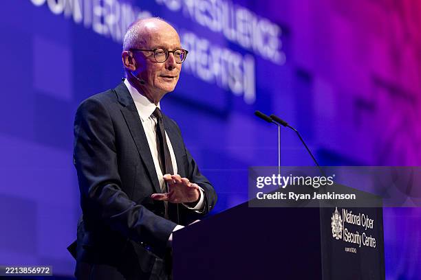 Pat McFadden, Minister for Intergovernmental Relations, speaks on stage during the CYBERUK Conference at Manchester Central Convention Complex on May...