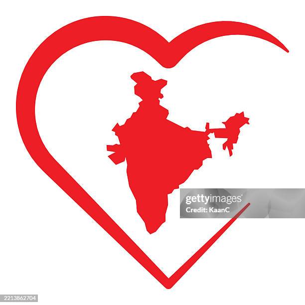 india map and heart. vector stock illustration - heart border stock illustrations