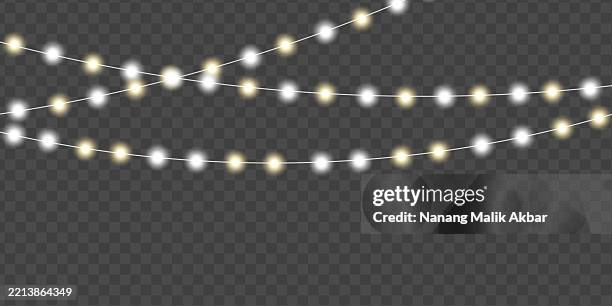 chrismas lights with transparent background - fairy-lights-transparent-background stock illustrations