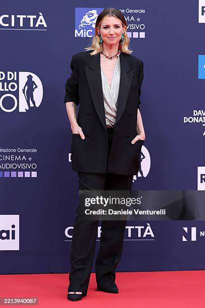 Carolina Di Domenico attends the red carpet during the 70th David Di Donatello at Cinecitta Studios on May 07, 2025 in Rome, Italy.