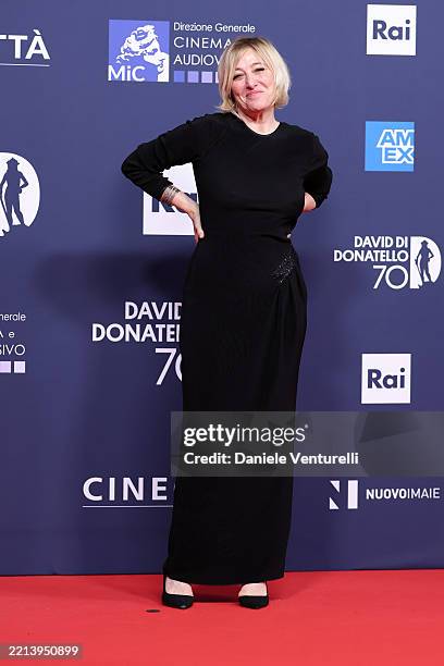 Valeria Bruni Tedeschi attends the red carpet during the 70th David Di Donatello at Cinecitta Studios on May 07, 2025 in Rome, Italy.
