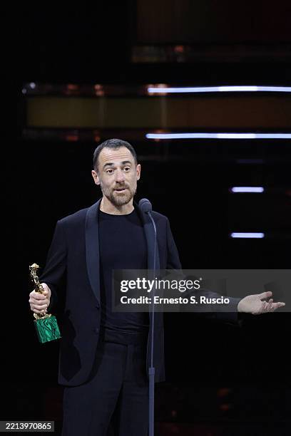 Elio Germano receives the Best Actor Award during the 70th David Di Donatello show at Cinecitta Studios on May 07, 2025 in Rome, Italy.