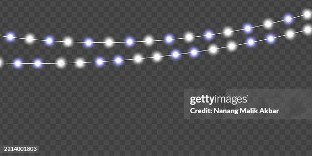 chrismas lights with transparent background - fairy-lights-transparent-background stock illustrations