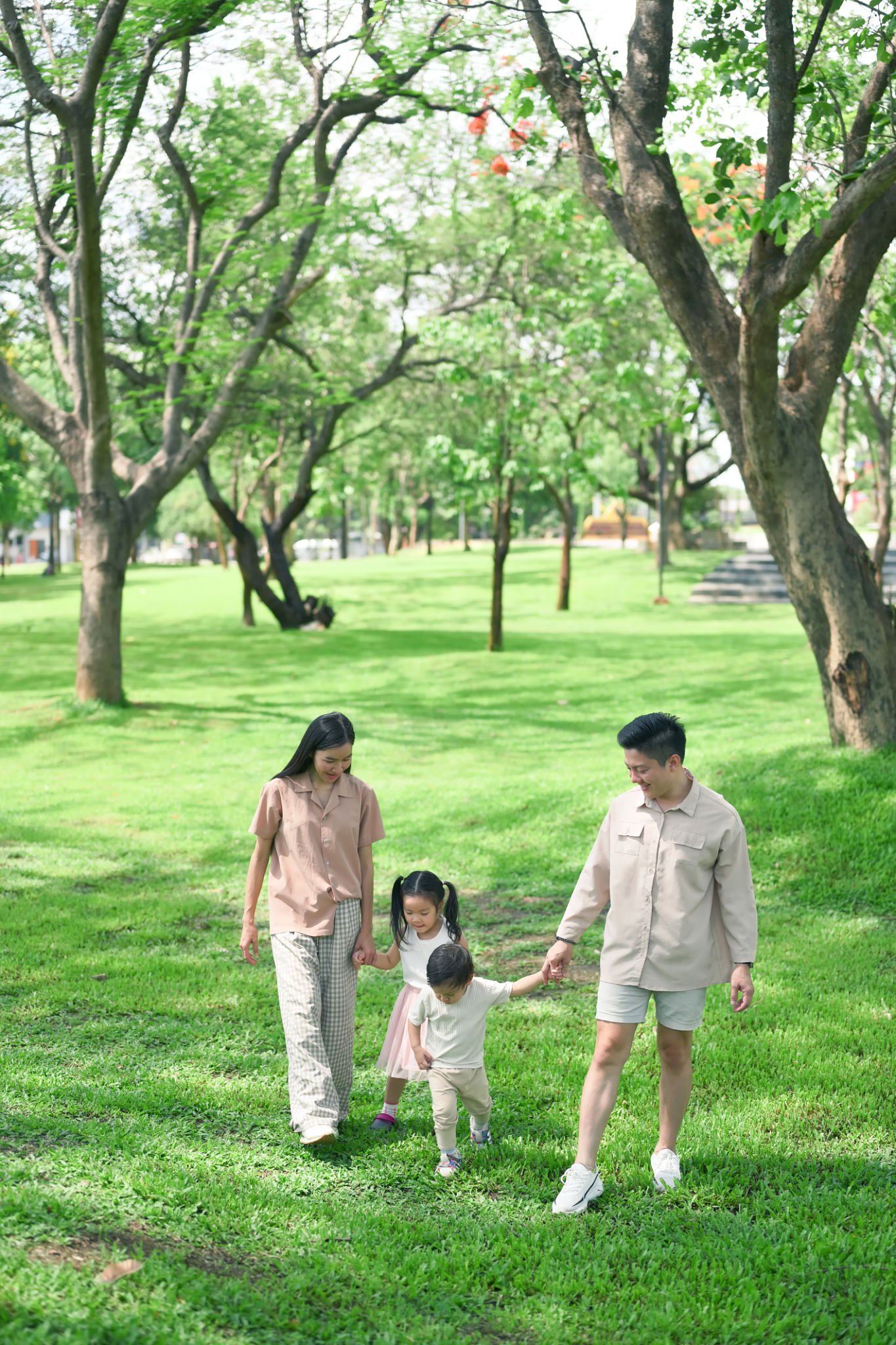 family exploring park