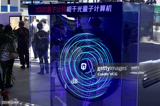Qubit coherent optical quantum computer is on display at the booth of Beijing QBoson Technology Co., Ltd. During the 27th China Beijing International...