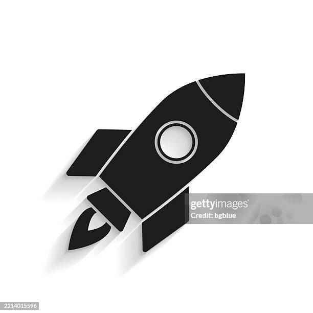 rocket. icon with long shadow on white background - missile launch stock illustrations