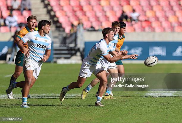 Rafael Benedit of Argentina passes during the U20 Rugby Championship match between Argentina and Australia at Nelson Mandela Bay Stadium on May 11,...