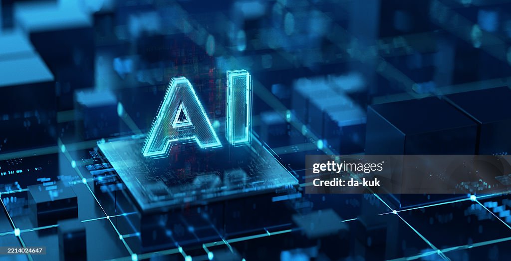 AI Background Concept. Digital Space and Artificial Intelligence symbol symbolizing modern future technologies in everyday life.