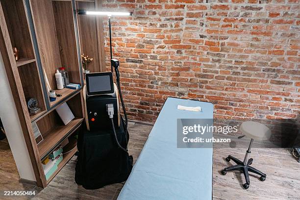 laser hair removal beauty salon - waxing hair removal stock pictures, royalty-free photos & images