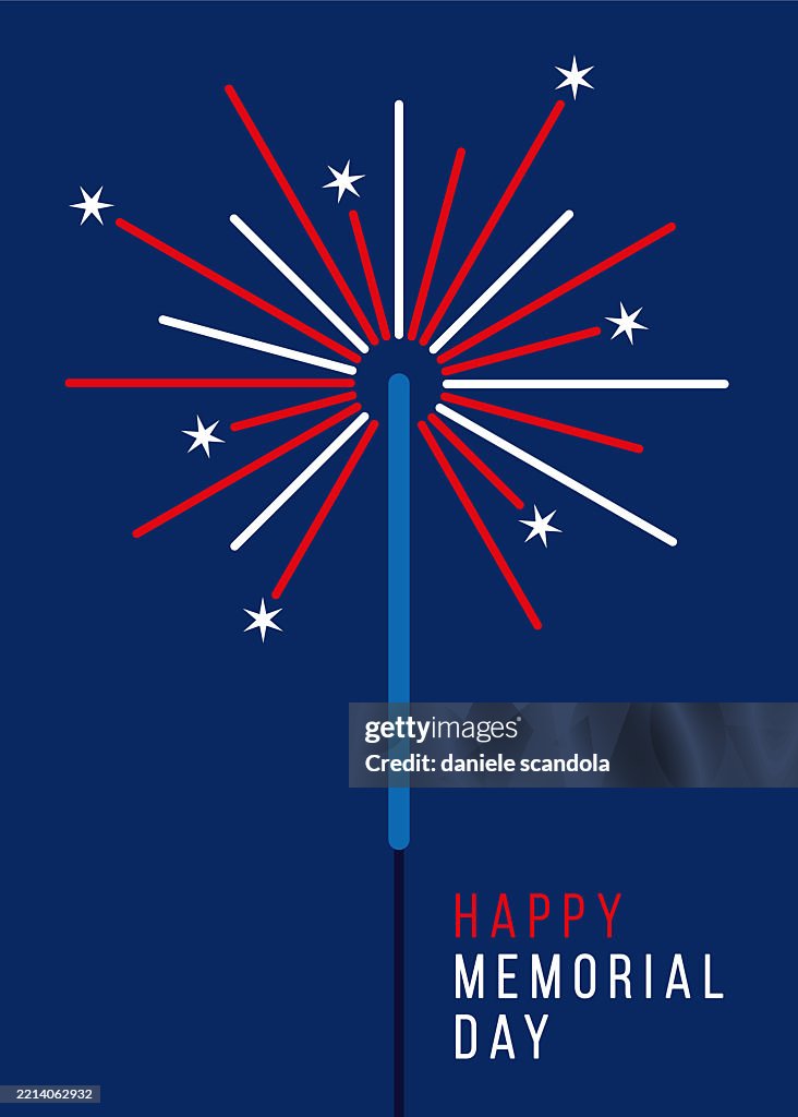 Memorial Day Greeting Card with Sparkler.