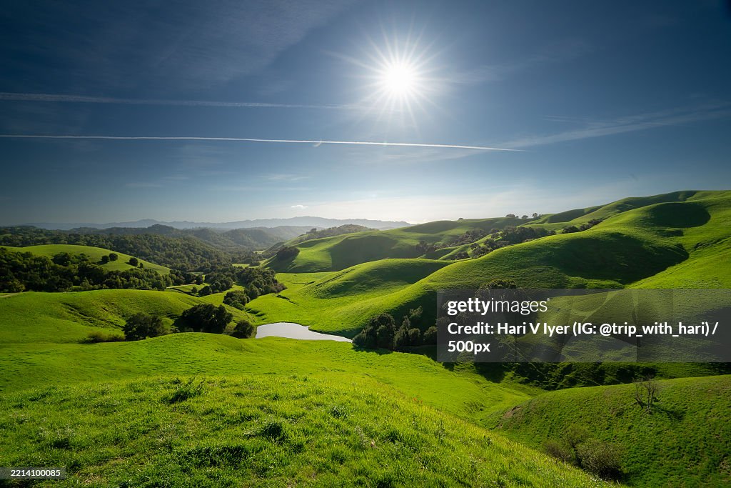 Scenic view of landscape against sky,Palo Alto,California,United States,USA