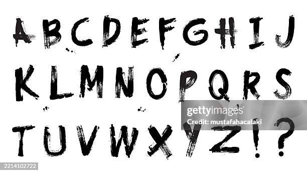 bildbanksillustrationer, clip art samt tecknat material och ikoner med hand drawn font made of real brush strokes - graffiti