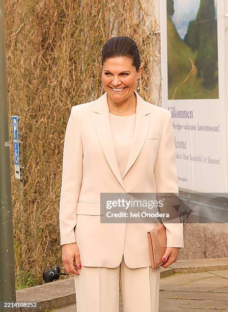 Crown Princess Victoria of Sweden attends the Swedish Institute in Rome's 100th Anniversary at Prins Eugens Waldemarsudde on May 08, 2025 in...