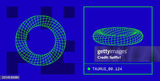 torus wireframe model shape - blue screen of death stock illustrations