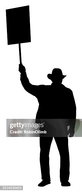 Man Wearing Hat Protesting Silhouette Man Wearing Hat Protesting Silhouette