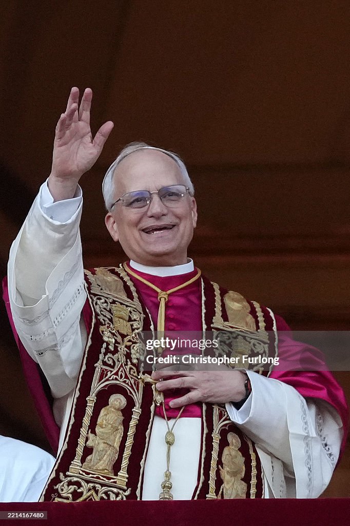 The newly elected Pontiff, Pope Leo XIV is seen for the first time ...