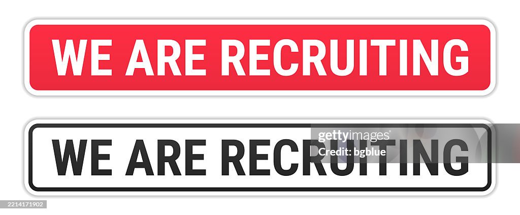 Recruitee Labels We Are Recruiting Red And Black Labels On White Background High-Res ...