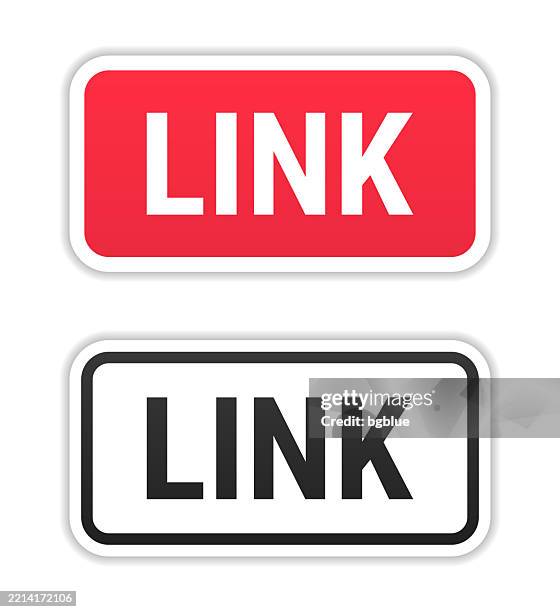 link - red and black labels on white background - network attached storage box stock illustrations