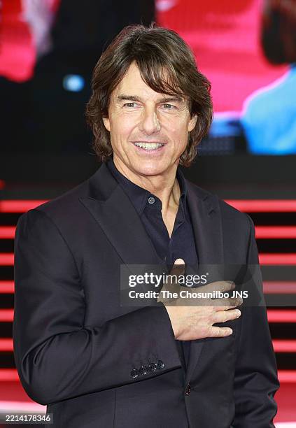 Tom Cruise attends the film "Mission: Impossible - The Final Reckoning" red carpet event at Lotte World Indoor Ice Skating Rink in Songpa-gu on May...