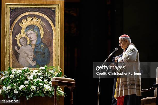 Cardinal Robert Francis Prevost leads rosary prayers for the health of Pope Francis in St Peter's Square on March 03, 2025 in Vatican City. Pope...