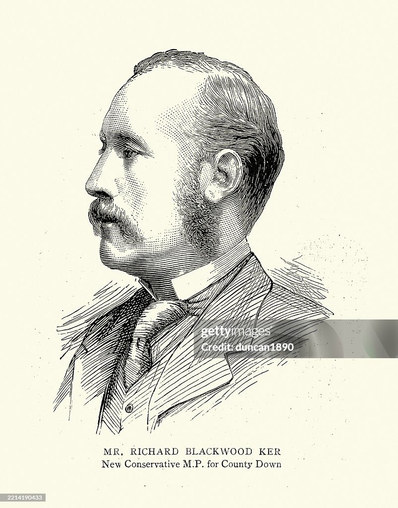 Richard Blackwood Ker was an Irish landowner and MP for County Down, 1885, Vintage illustration