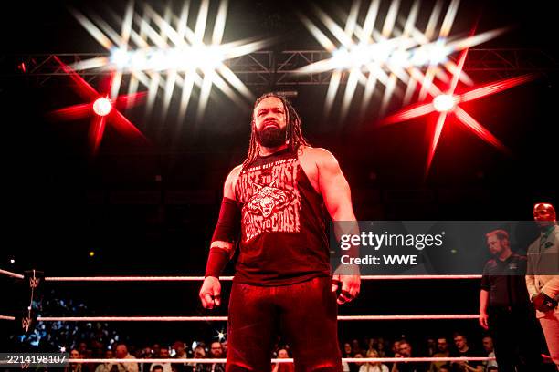 Jacob Fatu in ring during a WWE International Tour at the SSE Arena on March 22, 2025 in Belfast, Ireland.