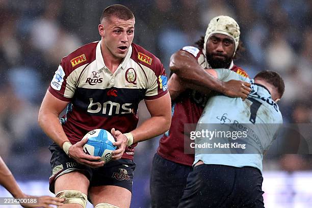 Josh Canham of the Queensland Reds during the round 13 Super Rugby Pacific match between NSW Waratahs and Queensland Reds at Allianz Stadium, on May...