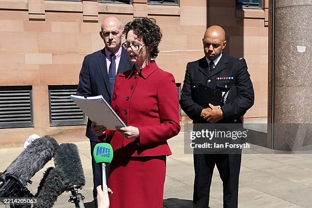 Gale Gilchrist , chief crown prosecutor at CPS North East and Superintendent Kevin Waring of Northumbria police read a statement to the media after...