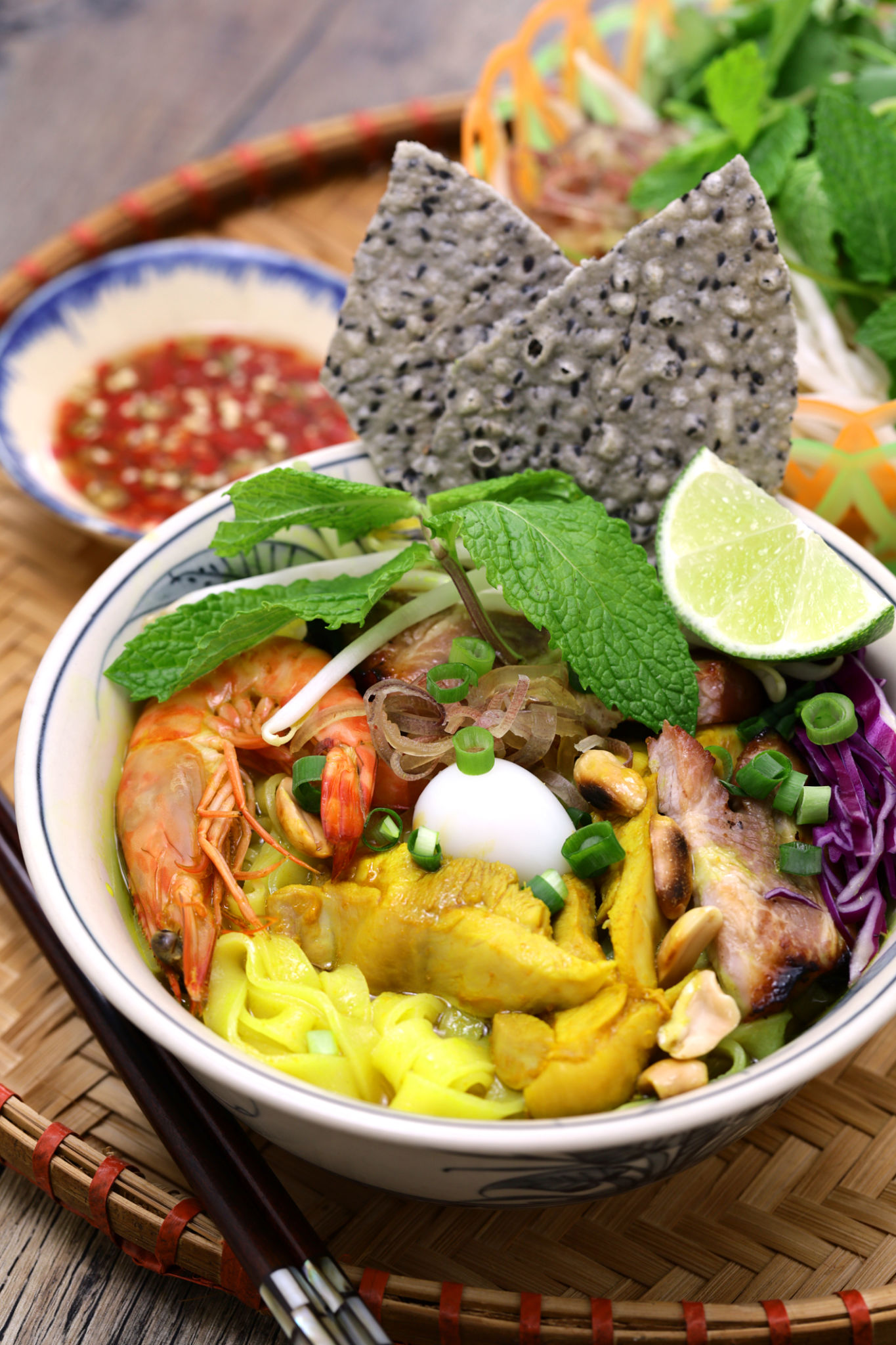 Mi Quang, a specialty rice noodle dish from Da Nang in central Vietnam Mi Quang, a specialty rice noodle dish from Da Nang in central Vietnam