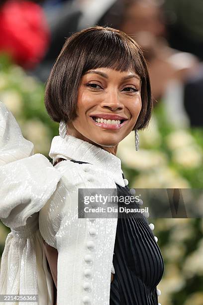 Zoe Saldaña attends the 2025 Met Gala Celebrating "Superfine: Tailoring Black Style" at Metropolitan Museum of Art on May 05, 2025 in New York City.