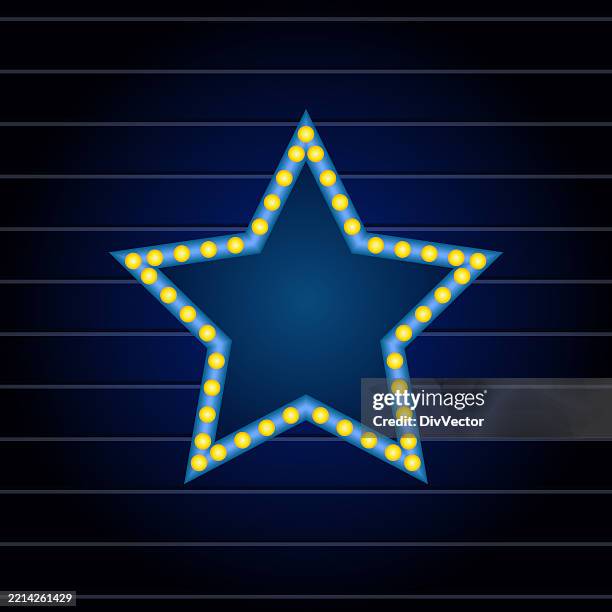 blue blank frame with light bulbs vector illustration - lightbox vector stock illustrations
