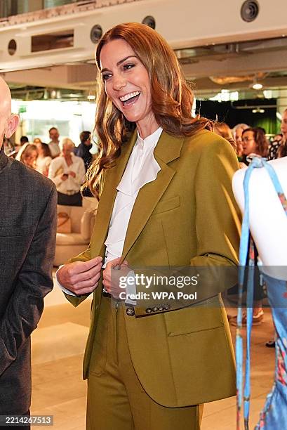 Catherine, Princess of Wales views design studio spaces during a visit to the British Fashion Council to present the Queen Elizabeth II Award for...