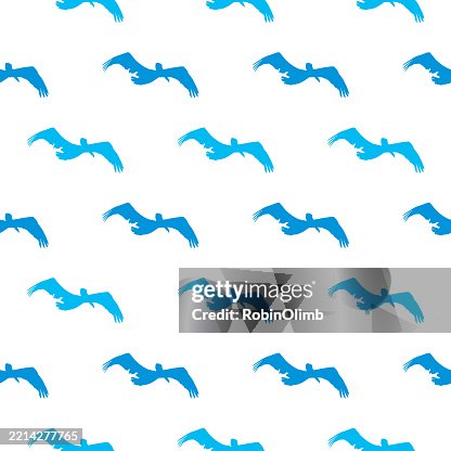 Blue Pelicans Seamless Pattern Blue Pelicans Seamless Pattern