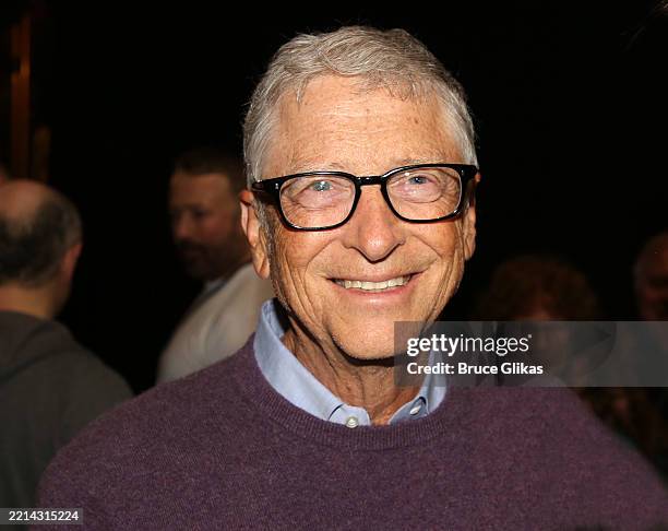 Bill Gates poses backstage at the new musical "Boop! The Musical" on Broadway at The Broadhurst Theatre on May 9, 2025 in New York City.
