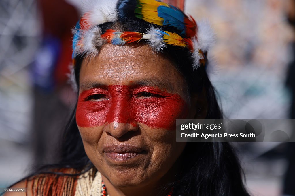 Indigenous Waorani Arrive To Quito To Protest Against Oil Tenders In The Amazonia